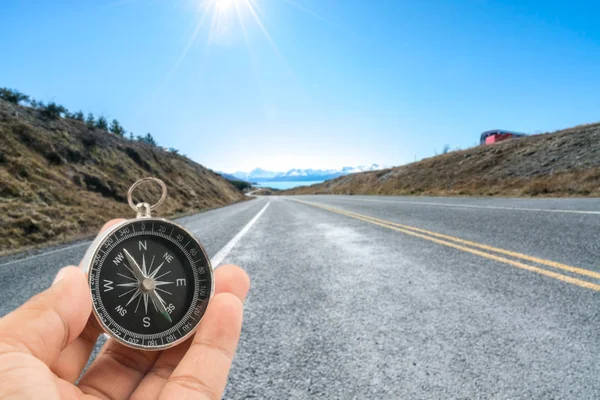 Compass with natural blur background. Travel concept. — Stock Photo, Image