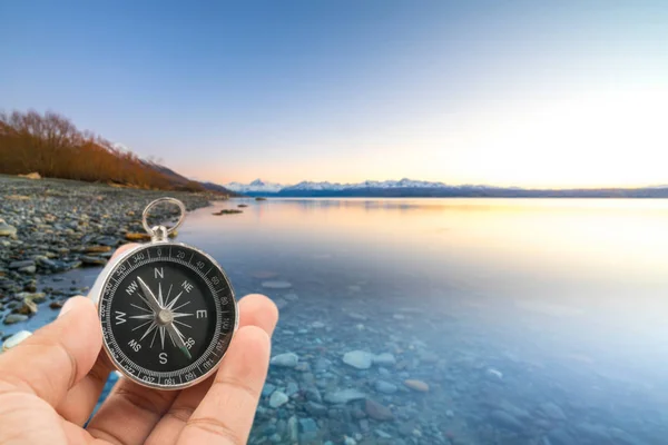 Compass with natural blur background. Travel concept. — Stock Photo, Image