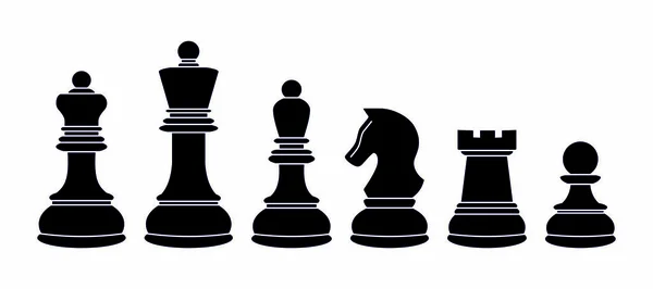 Schaken Pictogrammen Vectorschaken Geïsoleerd Witte Achtergrond Schaak Spelen Het Bestuur — Stockvector