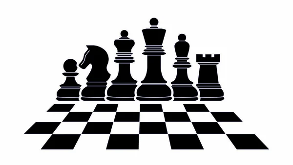 在棋盘上下棋 国际象棋图标 在白色背景上孤立的矢量象棋 棋子的轮廓 黑人和白人 — 图库矢量图片
