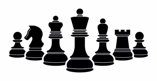 ルーク ビショップ ポーンチェスのアイコンチェスボードだ白地に隔離されたベクトルチェス ボード上でチェスをする チェスの駒のシルエット 黒と白 — ストックベクタ