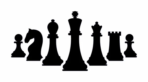 Vektor Schach Isoliert Auf Weißem Hintergrund Silhouetten Von Schachfiguren Schachikonen — Stockvektor