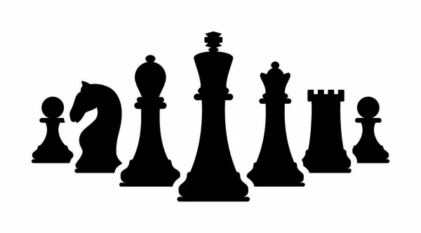 Vector Chess Isolated White Background Silhouettes Chess Pieces Chess Icons — 스톡 벡터