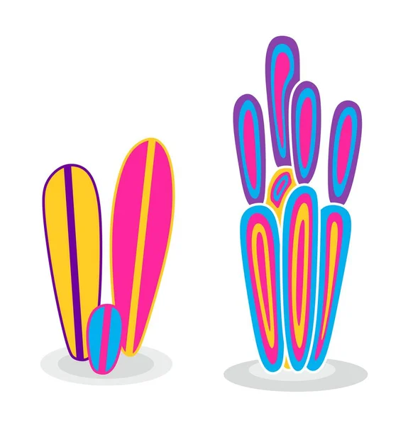Vector Illustratie Van Cactussen Geïsoleerd Een Witte Achtergrond Iconen Silhouetten — Stockvector
