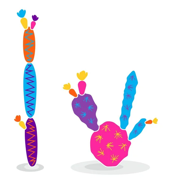 Vektorové Znázornění Kaktusů Izolovaných Bílém Pozadí Ikony Siluety Kaktusů Mexický — Stockový vektor