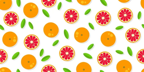 Fond Pamplemousse Sans Couture Orange Mandarine Pamplemousse Citron Vert Sur — Image vectorielle