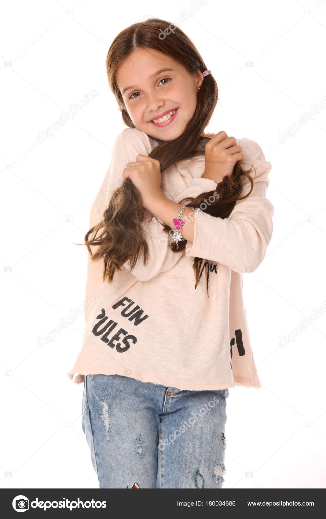 Porträt Von Schönen Glücklichen Junge Teenager Mädchen Blauen