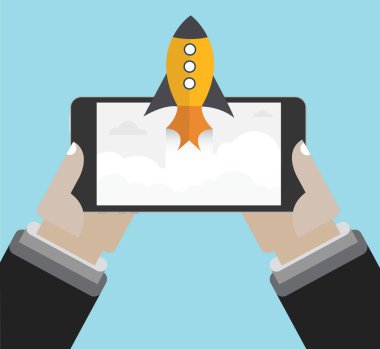 Başlangıç roket smartphone. İş motivasyon. Başlangıç 20