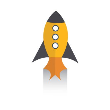 Roket üzerinde beyaz. Proje başlangıç. Uzay gemisi öğesi. 