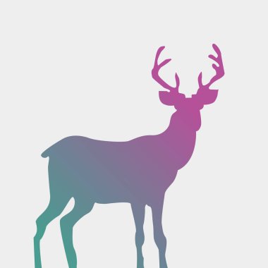 Beyaz izole suluboya tarzında geyiği siluet. Dee ayakta