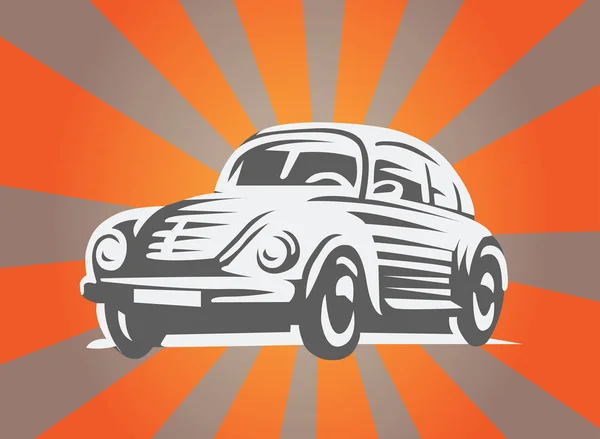 Retro auto op de balken achtergrond. Vectorillustratie. — Stockvector