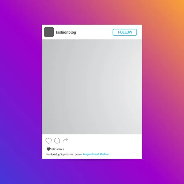 Fotorámeček ze stránky sociální sítě izolované na colorfull bac — Stockový vektor