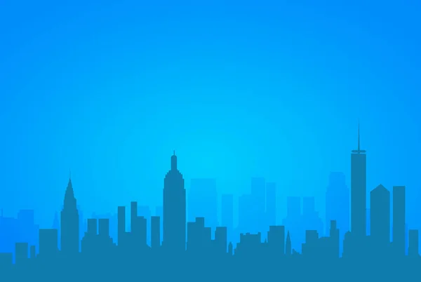 De skyline van de stad op blauwe achtergrond — Stockvector