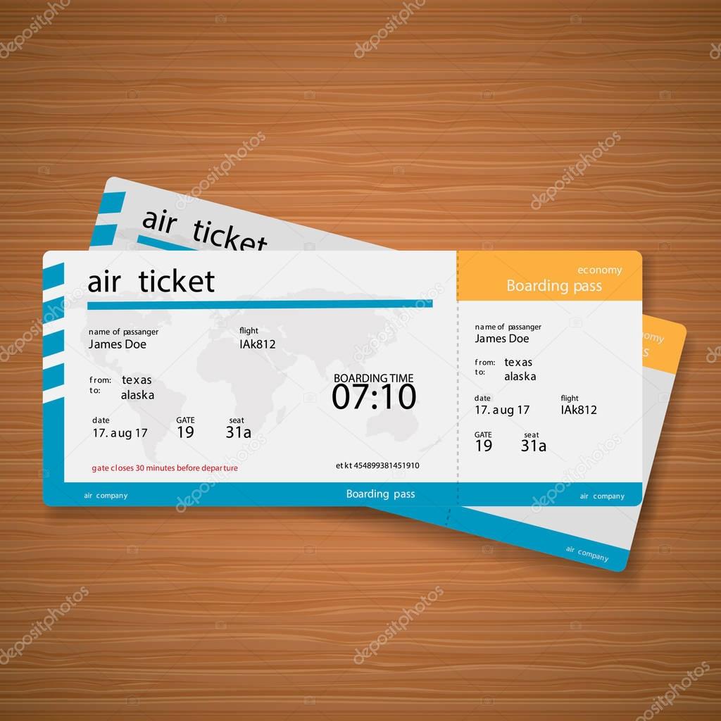 Plane tickets on the table. Vector Illustration. 
