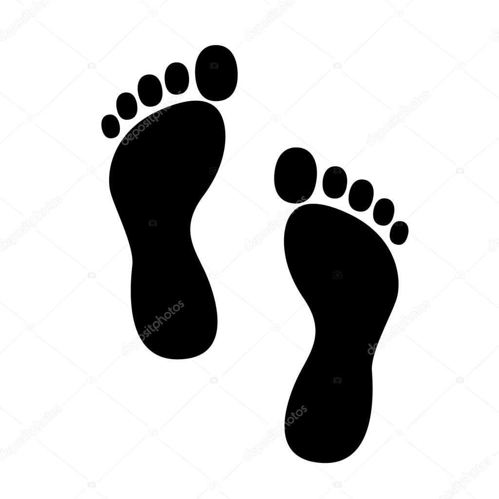 Black silhouette of footprint. Human footprint track. Footprint 