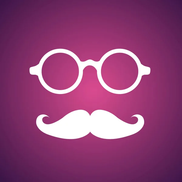 Icône Moustaches et lunettes sur fond violet . — Image vectorielle