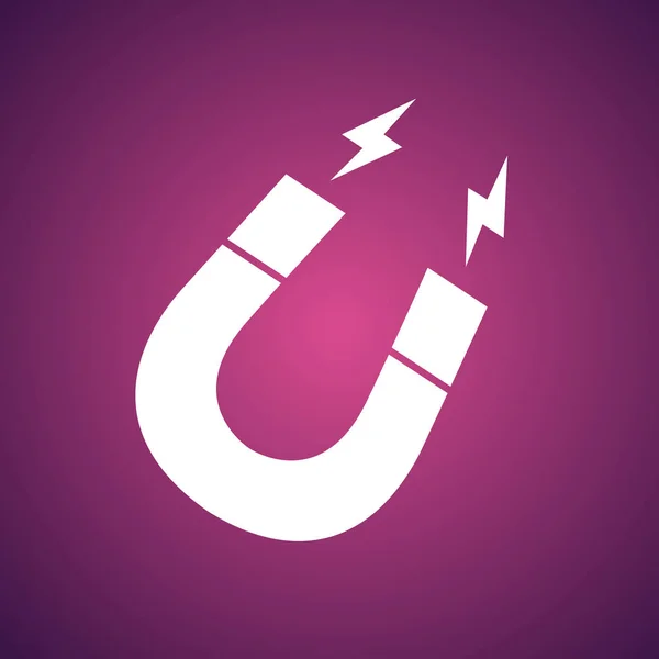 Horseshoe Magnet vector icon on pink background. Magnetism, magn — Stock Vector