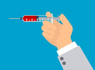 Doktor el aşı yapma şırınga ile.