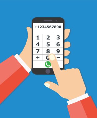 Cep telefonu sc numaralarında düğmeleriyle dokunmadan işadamı