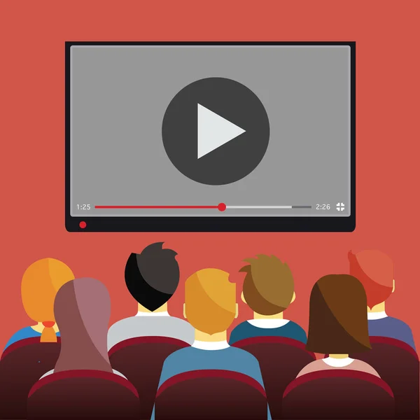 Cine, presentación de vídeo empresarial, conceptos de formación corporativa — Vector de stock