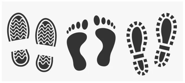 人的脚印图标设置隔离在白色 矢量说明 — 图库矢量图片