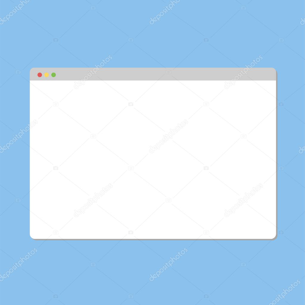 Simple Browser window on blue background. Vector illustration