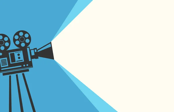 Film zamanı posteri. Çizgi film vektör çizimi. Sinema filmi. Retro film projektörü posteri. Vektör illüstrasyonu