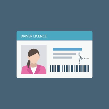 Icon driver's license in flat style, identity card. ID card, identification card, identity verification, person data. Vector illustration. clipart