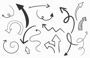 El, beyaz arka plana ok çizdi. Vektör illüstrasyonu