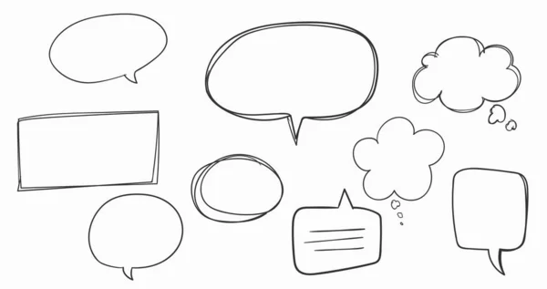 Met Hand Getekend Speech Bubbles Wit Vectorillustratie — Stockvector