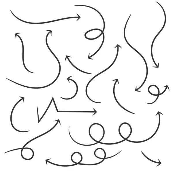 Jeu Flèches Dessinées Main Sur Fond Blanc Illustration Vectorielle — Image vectorielle