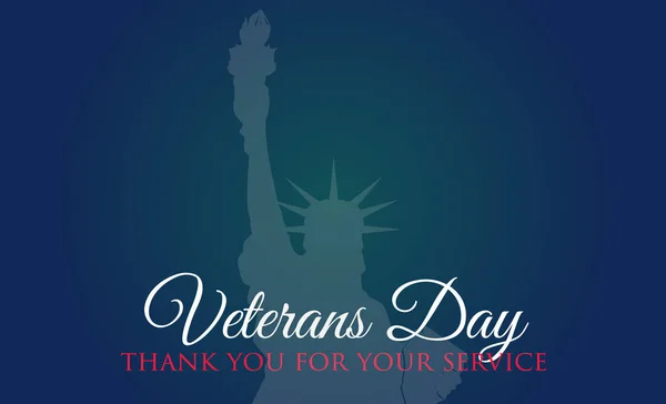 Veteranos Dia Celebração Ilustração Estátua Liberdade Banner Fundo Lembra Honra —  Vetores de Stock