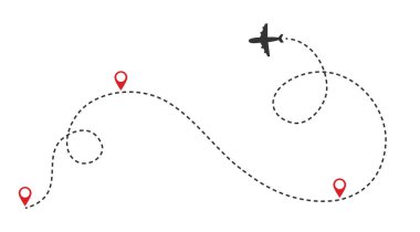 Uçaklar. Uçağın çizgisi. Kontrol çizgisi ve konsolu olan uçak uçuş rotası. Vektör İllüstrasyonu