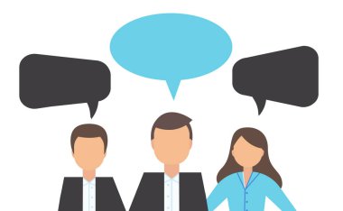 İnsanlar diyalog konuşma baloncukları ile simgeler. Yeni yaratıcı projeler konsepti. Vektör