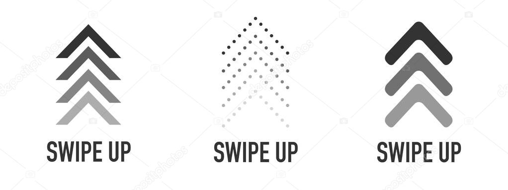 Swipe up buttons set. Application and social network icons.