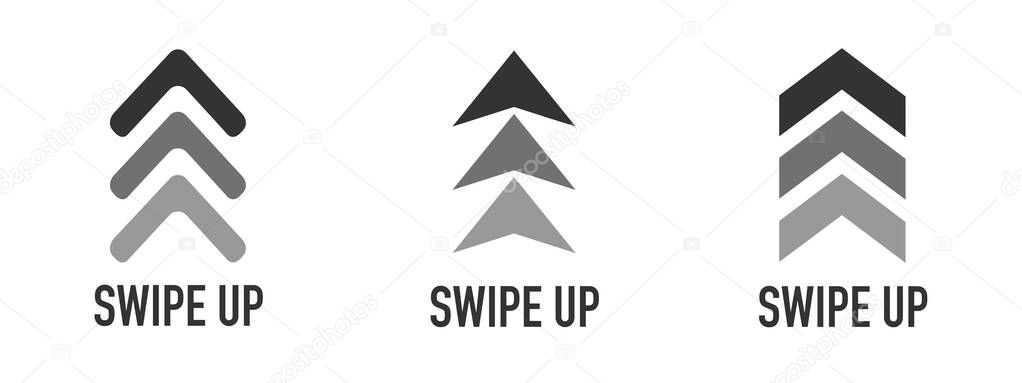 Swipe up icon set isolated for stories design blogger. Swipe up buttons set for social media. Vector