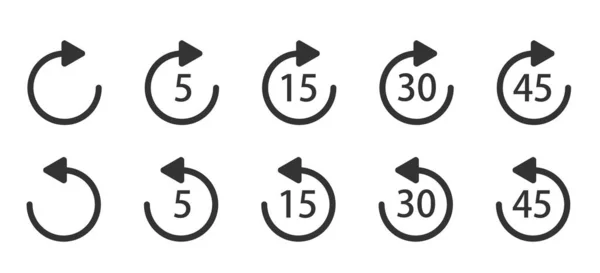 Replay Pictogram Voor Toepassing Web Mediaspeler Controle Herhaal Seconden Eenvoudig — Stockvector