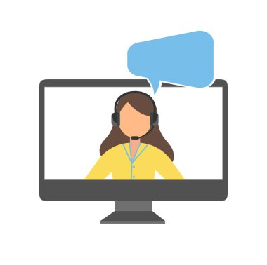 Yardım, Destek ve İletişim. Müşteri hizmetleri ikonu. Erkek ve kadın çağrı merkezi kulaklıkla çalışıyor. Müşteri hizmetleri karakteri.