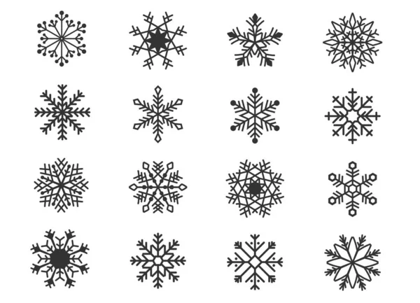 Big Set Design Holiday Snowflakes Isolate Blue Background Vector Illustration — Stock Vector