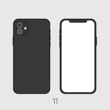 Yeni Smartphone 2019 model 11 siyah üzerine izole.