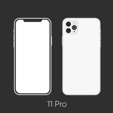 Yeni 2019 telefon modeli 11 Pro beyaz siyah üzerinde izole