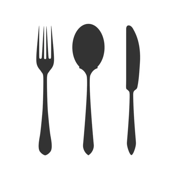 Coltello, forchetta e cucchiaio su sfondo bianco. Vettore — Vettoriale Stock