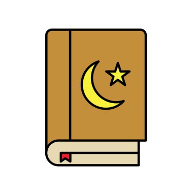 Müslüman Kuran ince çizgi simgesi beyaza izole edildi. İslam dini sembolü. Vektör İllüstrasyonu