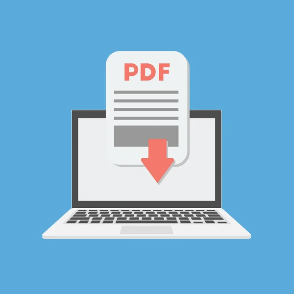 Скачать документ в формате PDF на ноутбуке. Вектор — стоковый вектор