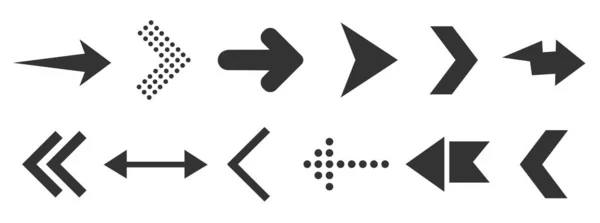 Icônes de flèche noire pour la conception de sites Web isolés sur blanc. — Image vectorielle