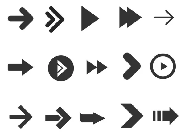 Flèches noires placées isolées sur fond blanc. Collection pour la conception web, interface et plus . — Image vectorielle