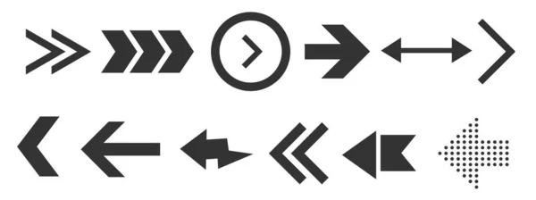Flèches noires placées isolées sur fond blanc. UI et web design . — Image vectorielle