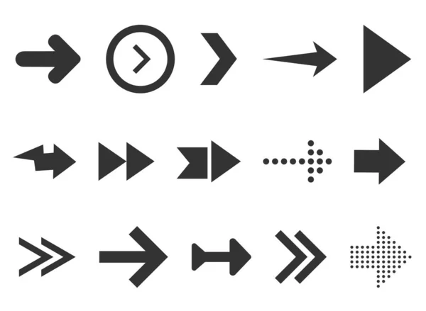 Чорні стрілки встановлені ізольовані на білому тлі. Збірка для веб-дизайну, інтерфейсу, інтерфейсу тощо . — стоковий вектор