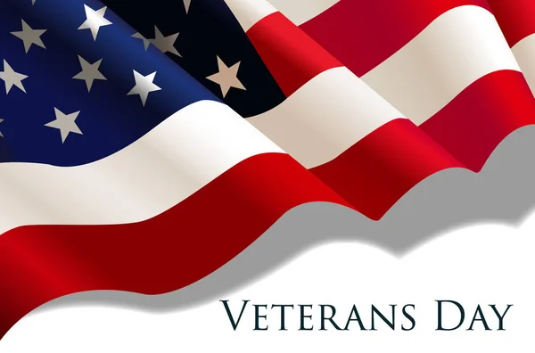 Veteranentag-Feiertagsbanner mit realistischer amerikanischer Flagge — Stockvektor