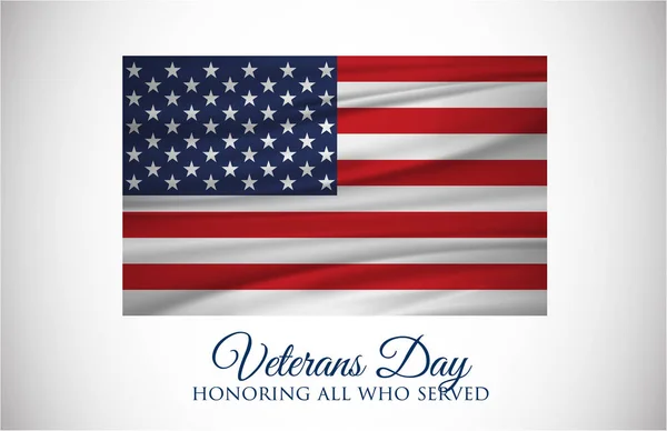 Ilustración de celebración del Día de los Veteranos. Bandera de Estados Unidos en HD banner de fondo. Recuerda y honra . — Archivo Imágenes Vectoriales